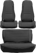 Black Faux Leather Seat Covers for Front High-Back Bucket Seats & Rear Bench Seat K531952