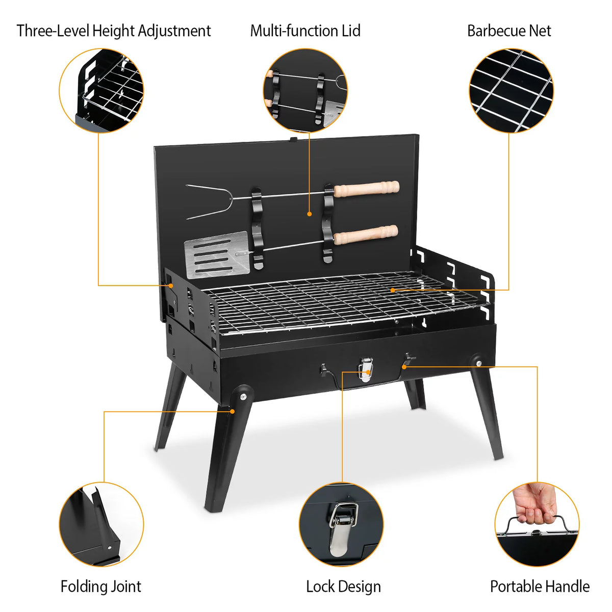Portable Charcoal Grill with Non-Stick Grill Mat J86381