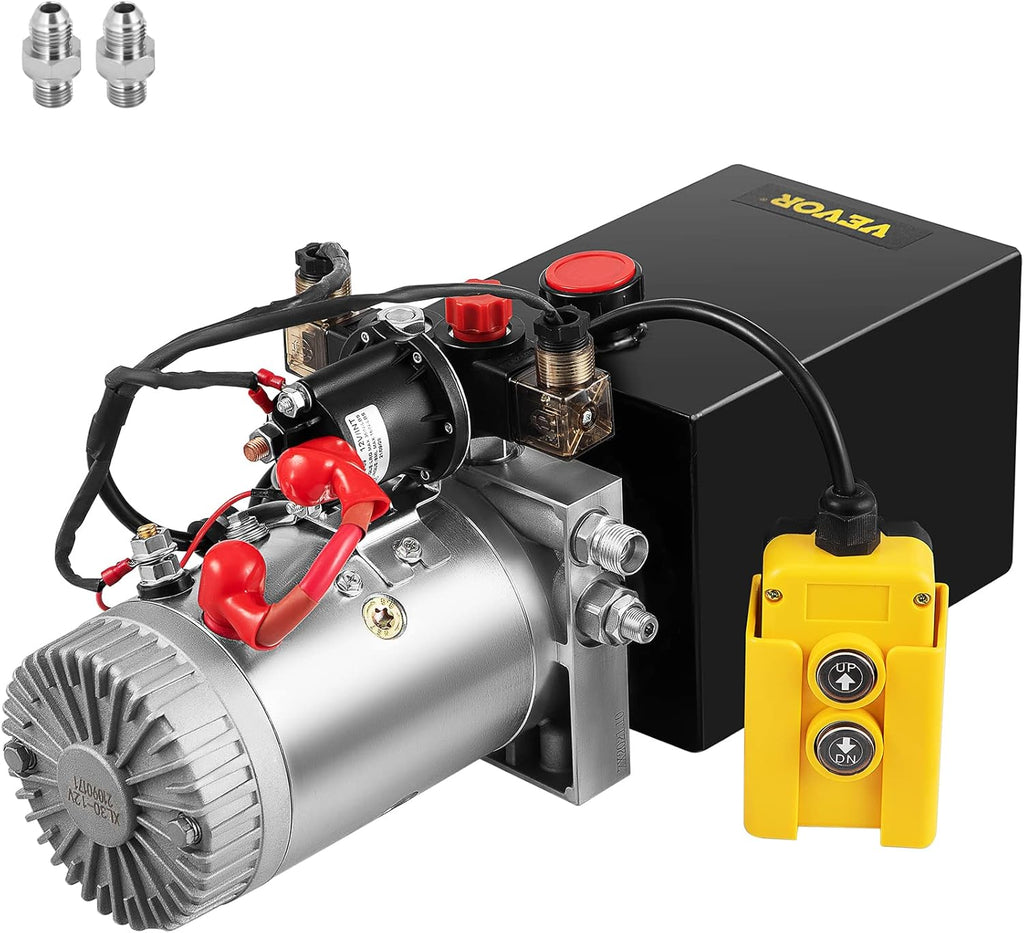 Hydraulic Power Unit 8 Quart Double Acting 12V DC Metal Oil Reservoir T95065