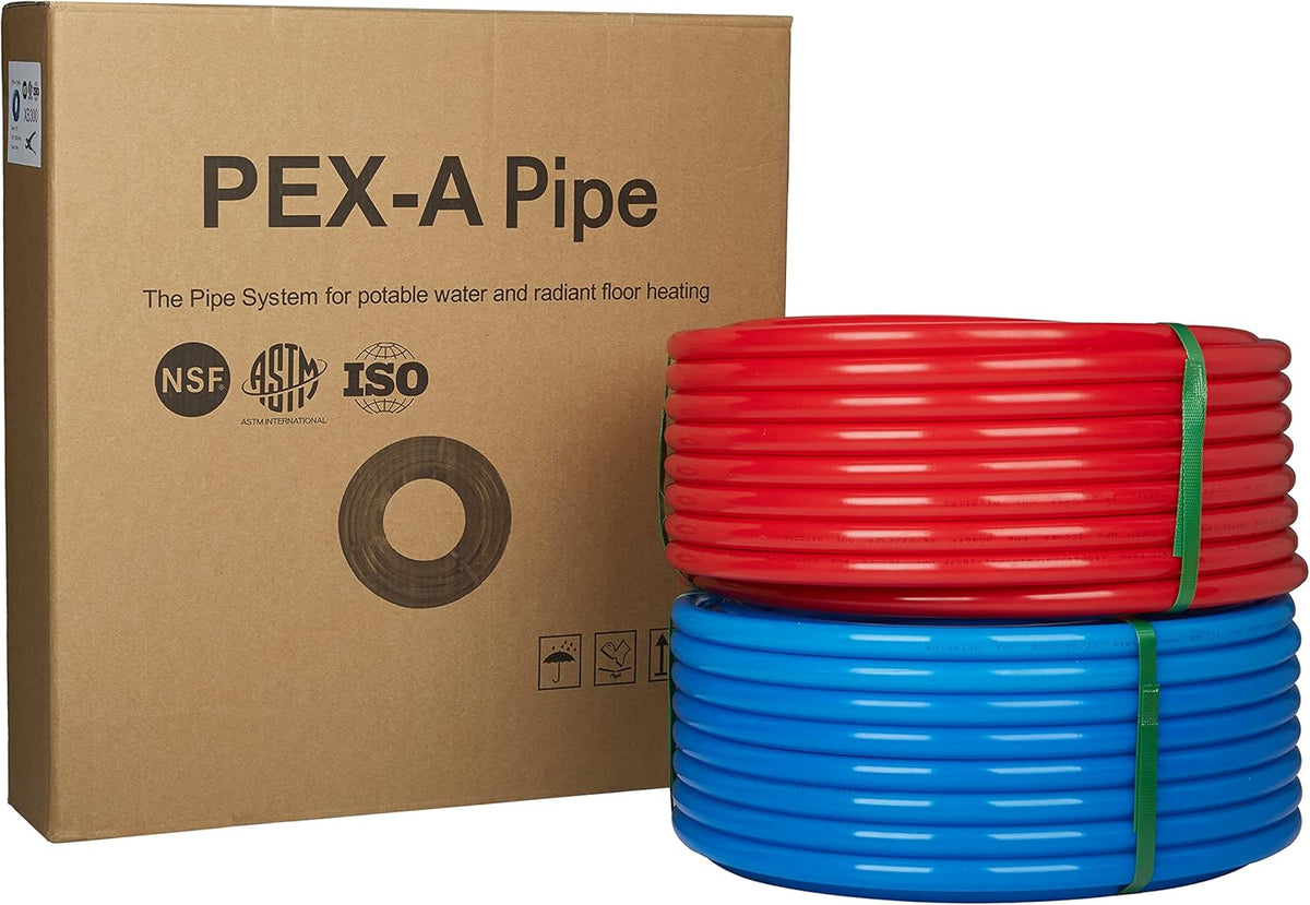 Blue & Red 1/2 inch 2 x100 ft (200 ft) Pex-A Pipe/Tubing with Pipe Cutter V3563