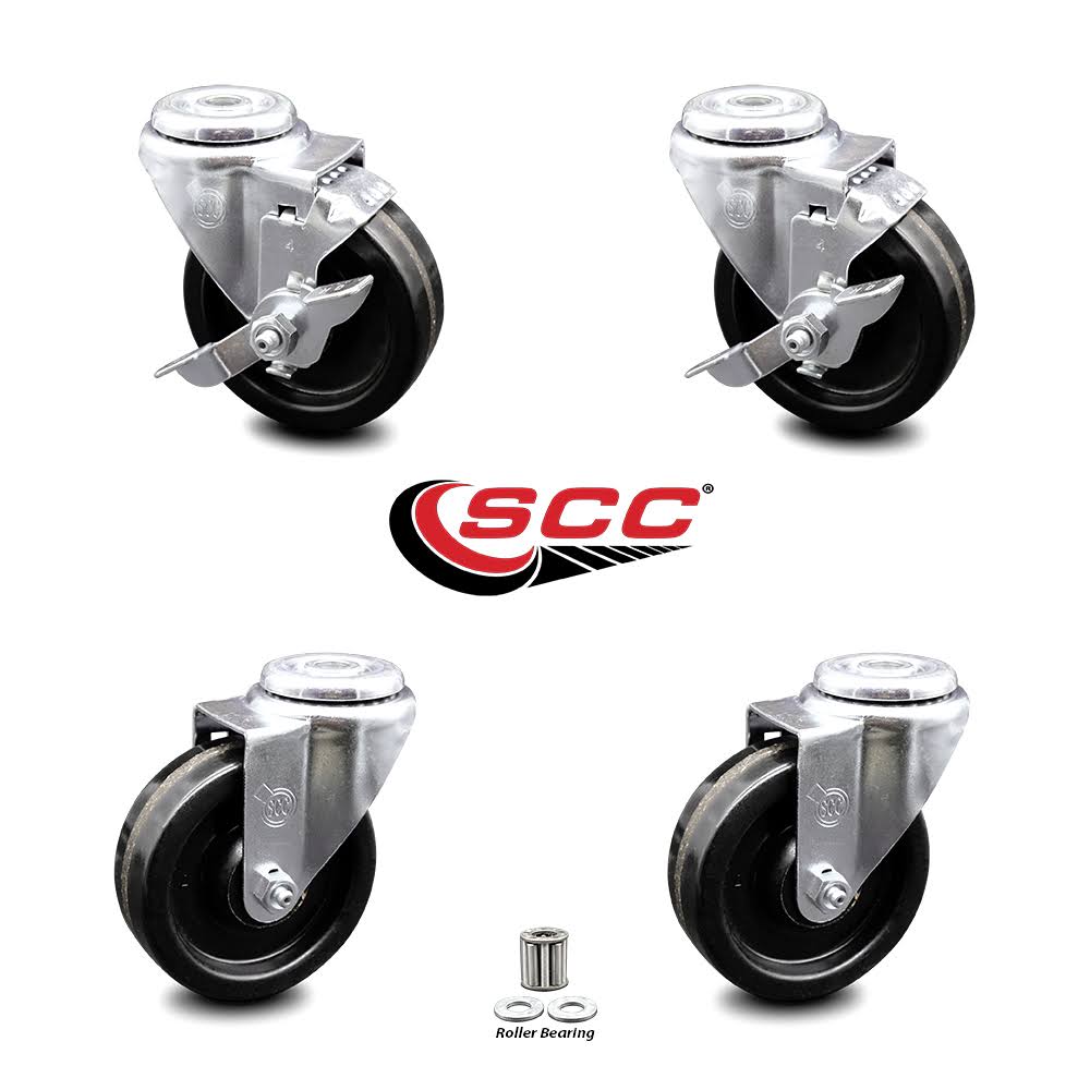 Black 4 inch Swivel Caster Set of 4 with Brake Y42727