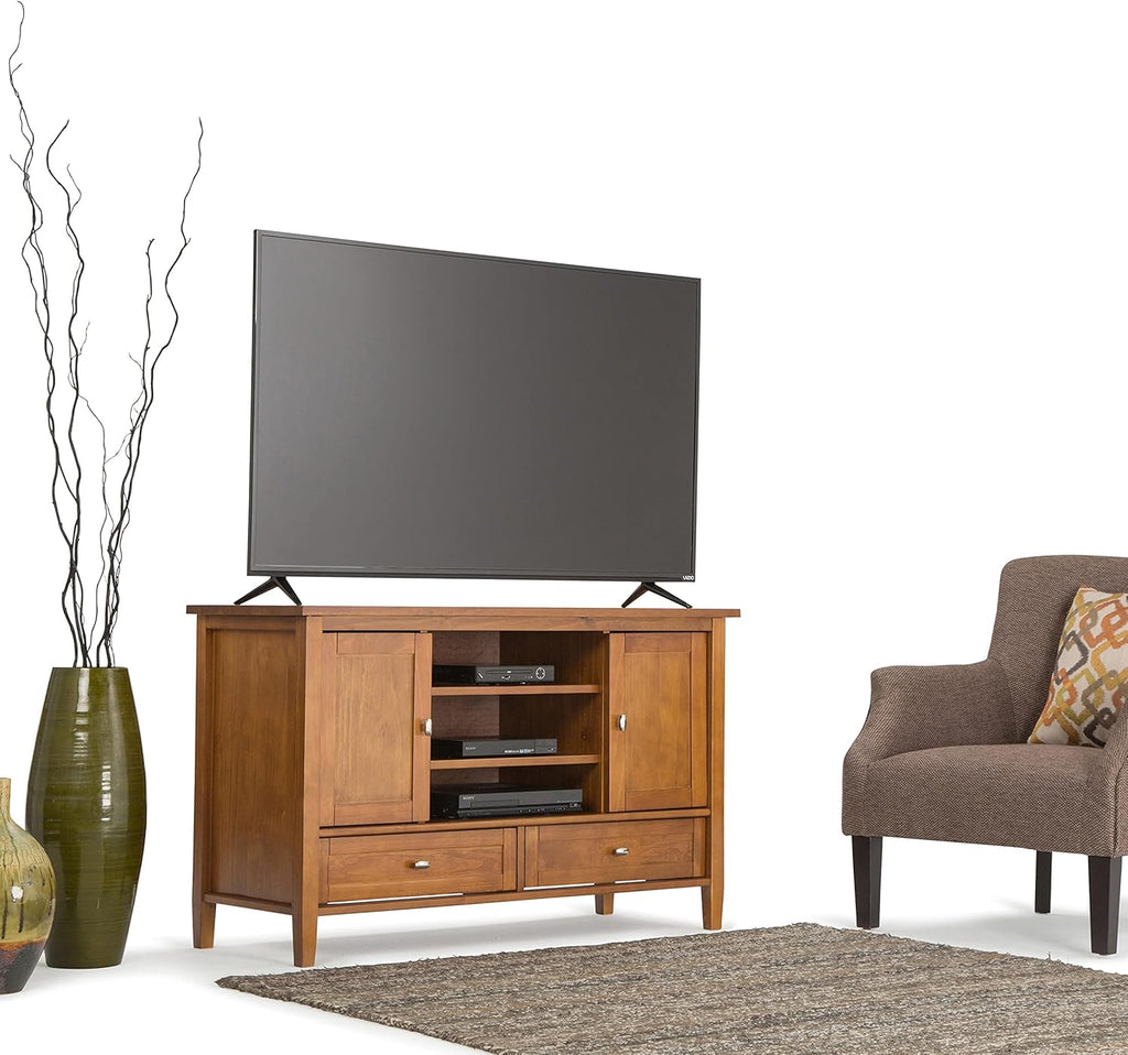 47 inch Wide Rustic Natural Aged Brown Solid Wood TV Media Stand S42619