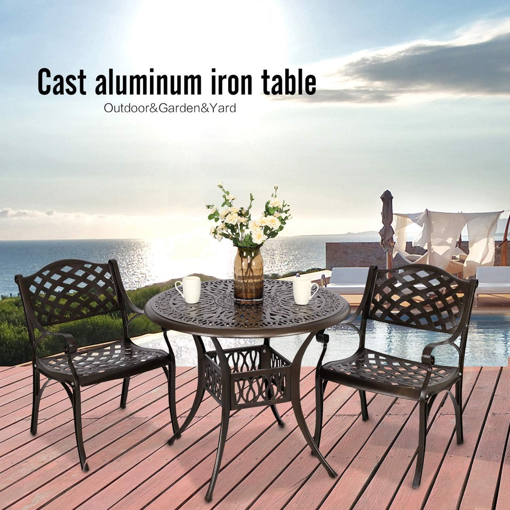 2 Piece Cast Aluminum Bistro Dining Chair Set Antique Bronze P61894