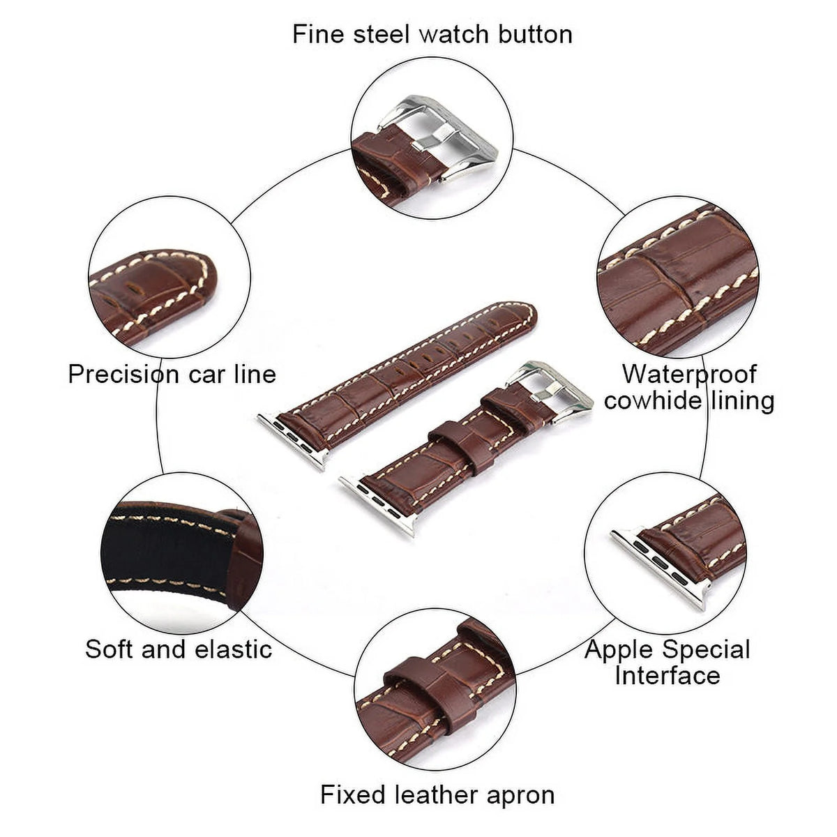 Khaki Leather Band 49mm 44mm 45mm 42mm Wristband L379