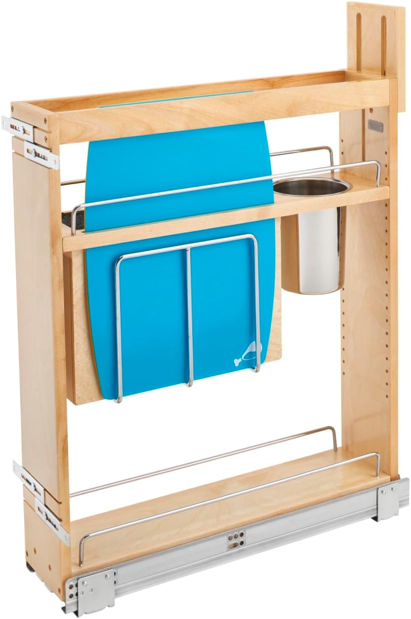 Wood Base Cabinet Knife Block Pull Out Organizer with Soft Close B318