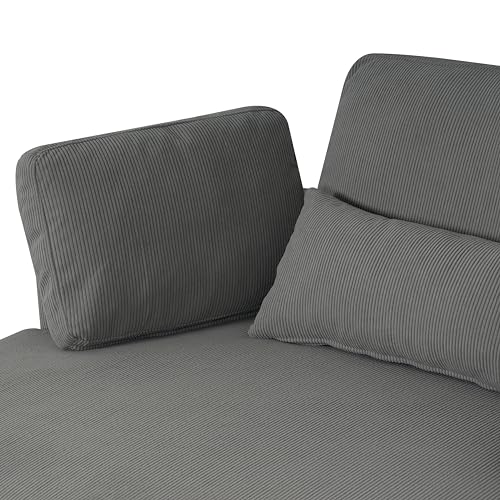 Oversized Corduroy Accent Barrel Chair with Adjustable Headrest, 4 Pillows, Storage Ottoman & Removable Tray M11824