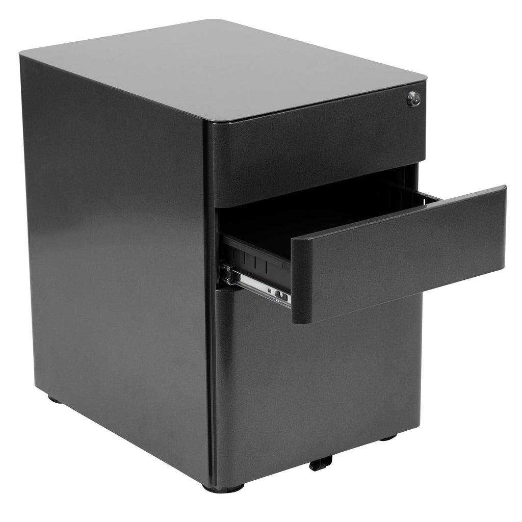 White 3 Drawer Mobile Locking Filing Cabinet I9072