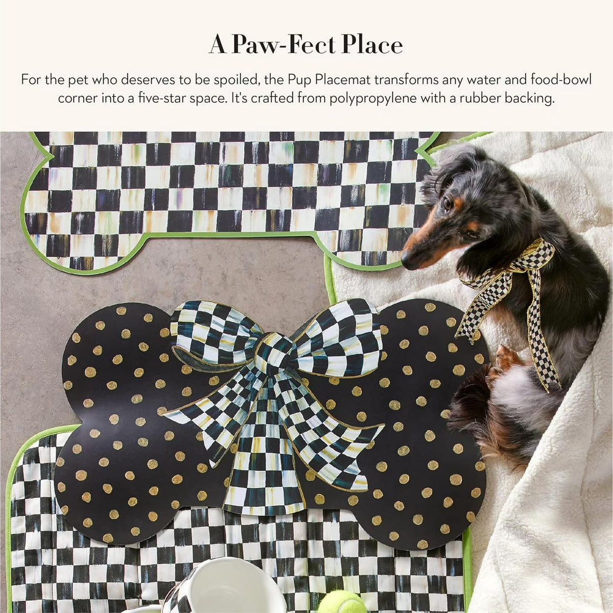 Bone-Shaped Pet Feeding Mat with Gold Dots T719