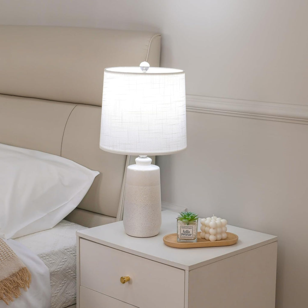 20.5" Ceramic Table Lamp Set of 2, Off White/Beige S231