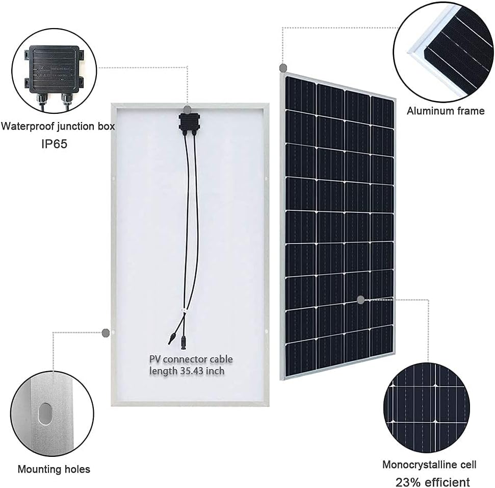 300 Watt 12V Monocrystalline Solar Panel Kit with 30A Charge Controller H550395