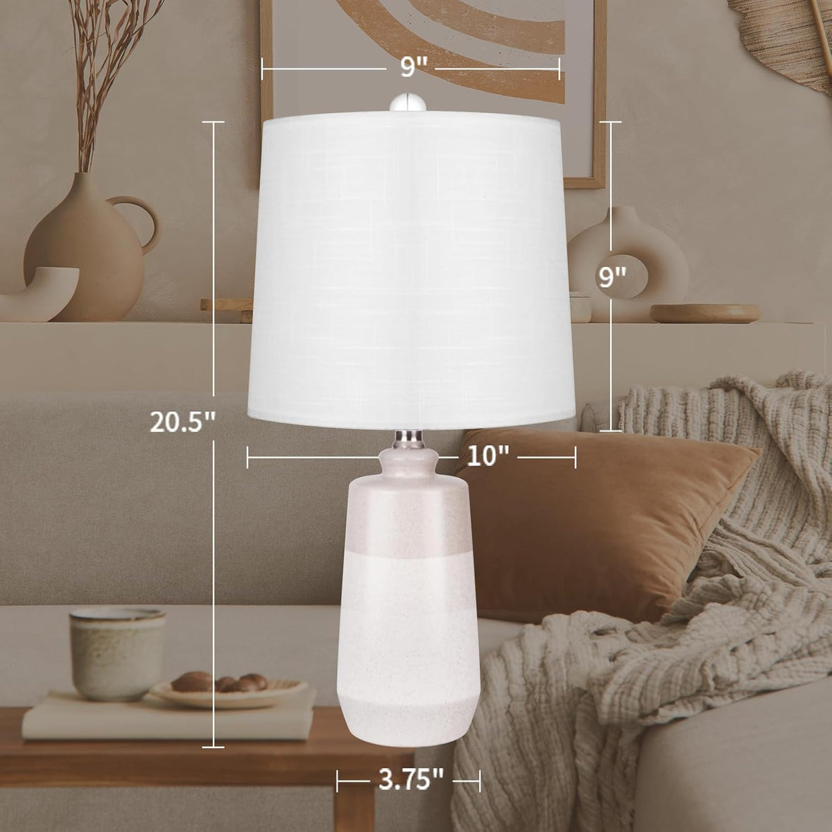 20.5" Ceramic Table Lamp Set of 2, Off White/Beige S231