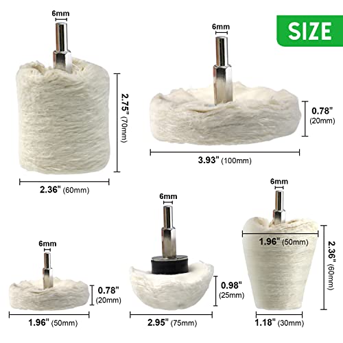 Flannelette Polishing Wheels Mixed Polish Head Kit with 1/4'' Shaft W4967
