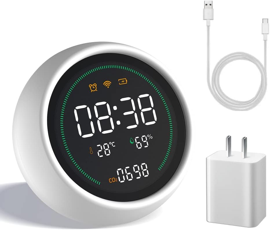 Indoor Air Quality Meter with Temperature and Humidity Sensor White A10646