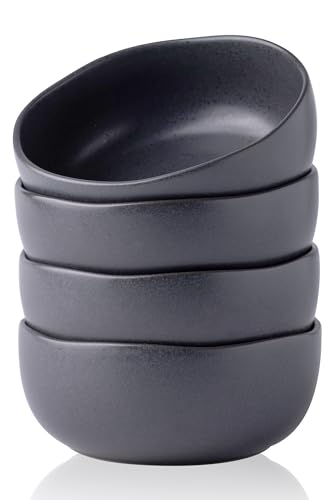 Stoneware Cereal Bowls Set of 6, 28oz Matte Black Q8250