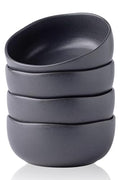 Stoneware Cereal Bowls Set of 6, 28oz Matte Black Q8250