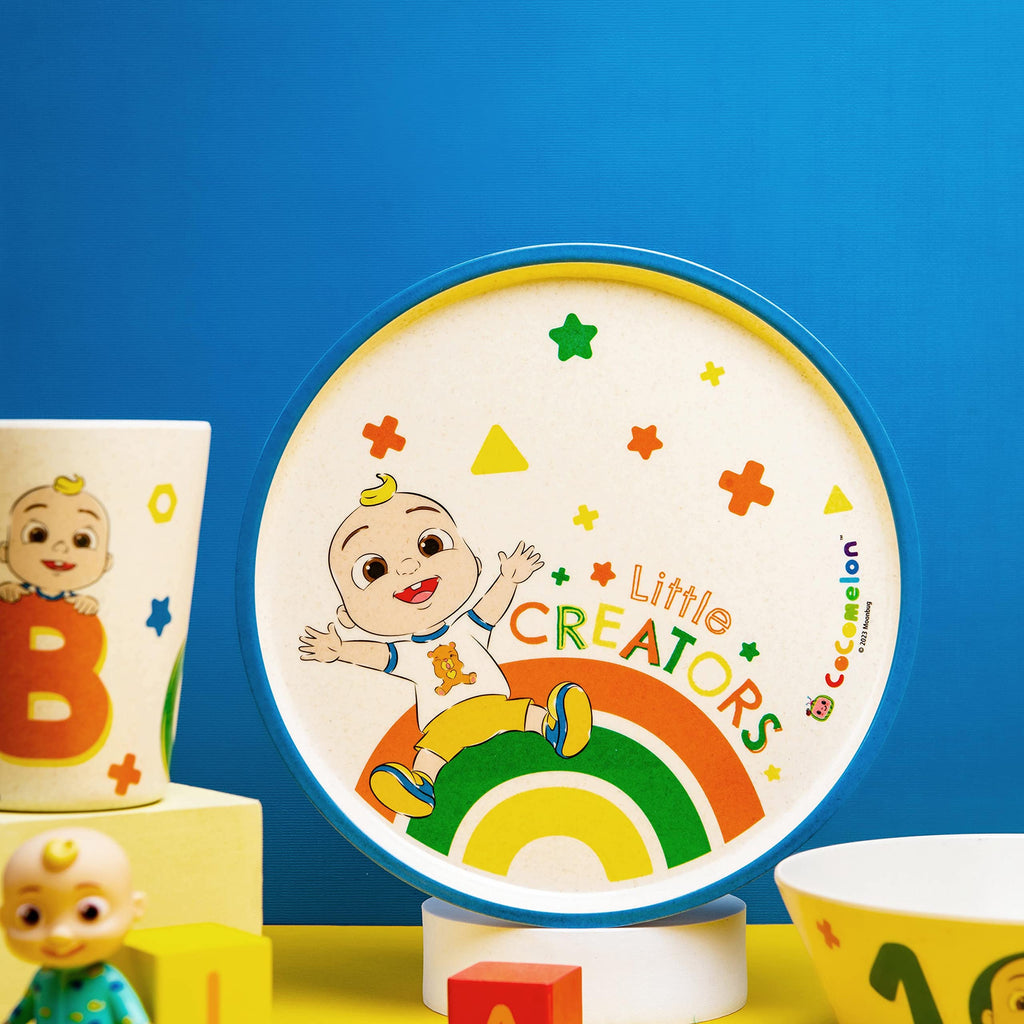 Kids Dinnerware Set 3 Pieces Melamine Bamboo Plate Bowl Tumbler J153