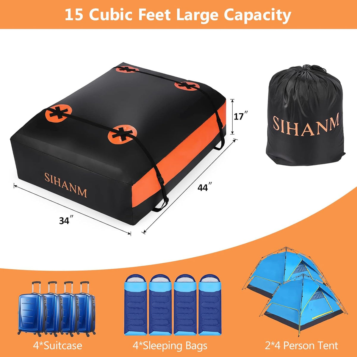 20 Cubic Feet Waterproof Rooftop Cargo Carrier T314088