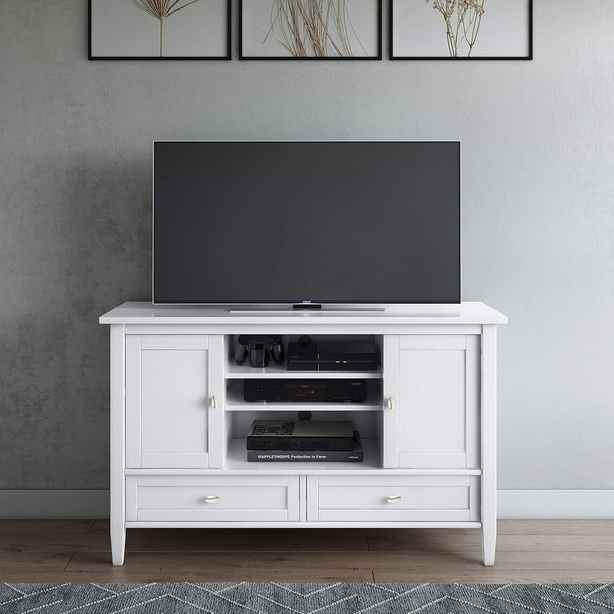 47 inch Wide Rustic Natural Aged Brown Solid Wood TV Media Stand S42619
