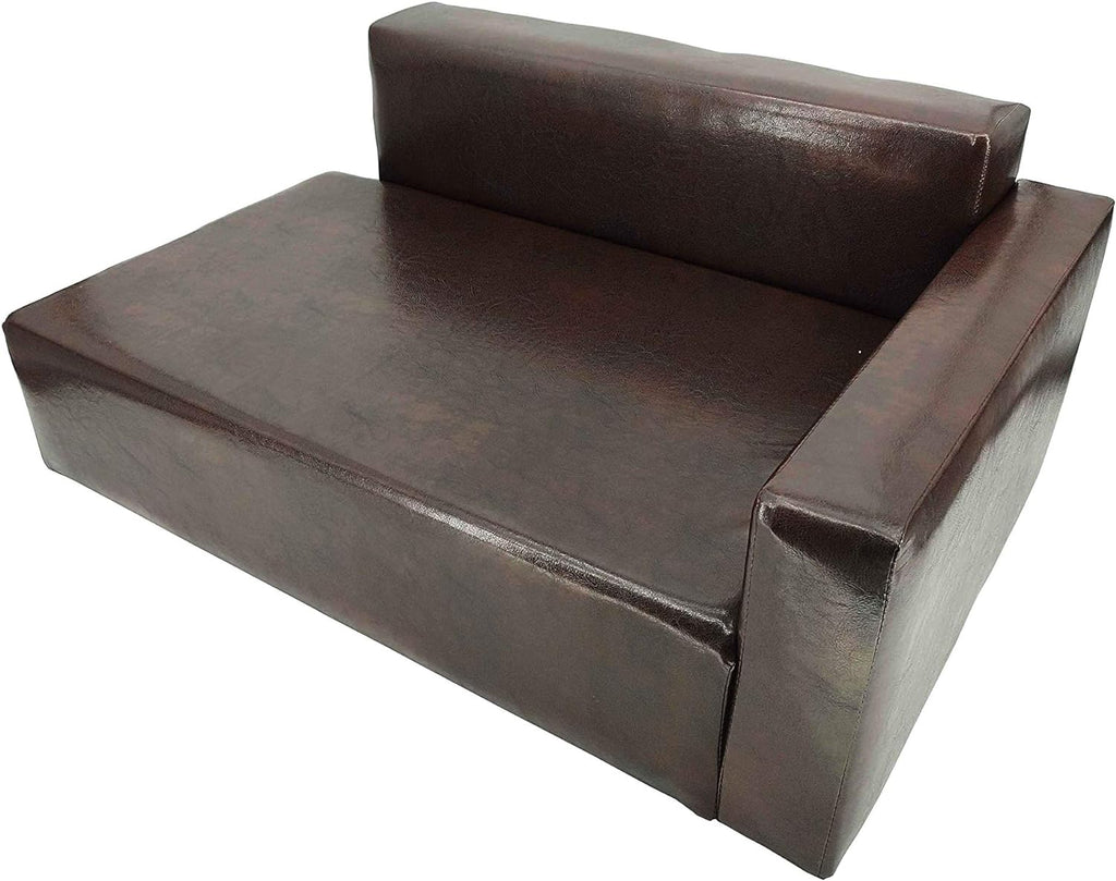 Brown Synthetic Leather Dog Sofa Bed I13915