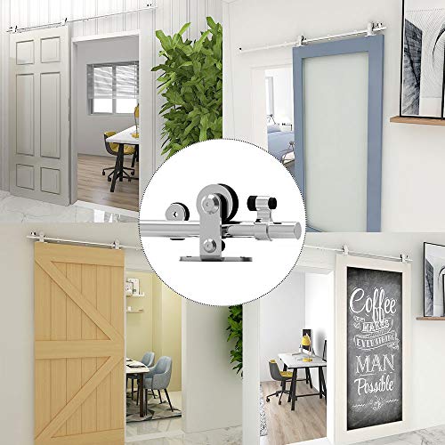 5FT Sliding Barn Door Hardware Kit, Top Mount Stainless Steel H14316