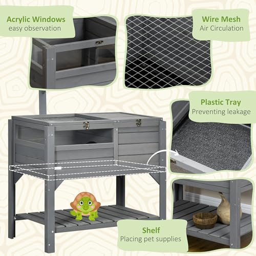 Gray Tortoise Enclosure with Shelf Storage C11063