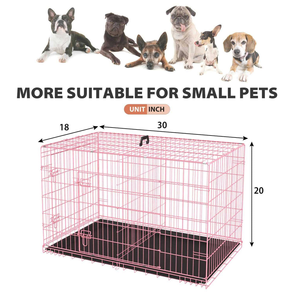 24,30,36,42,48 Inch Folding Metal Wire Dog Crate with Double-Door X29595