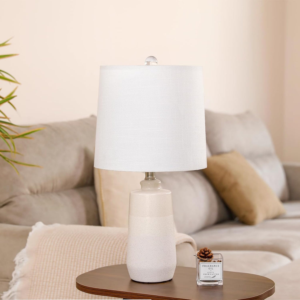 20.5" Ceramic Table Lamp Set of 2, Off White/Beige S231