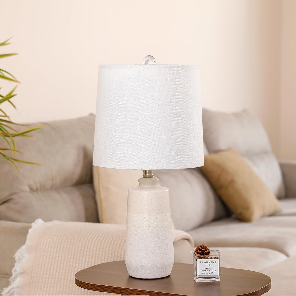 20.5" Ceramic Table Lamp Set of 2, Off White/Beige S231