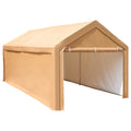 10' X 20' Heavy Duty Galvanized Car Canopy with Removable Sidewalls and Doors Beige Y16765