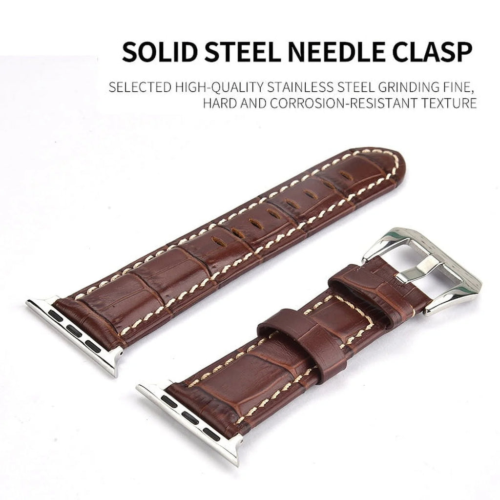 Khaki Leather Band 49mm 44mm 45mm 42mm Wristband L379
