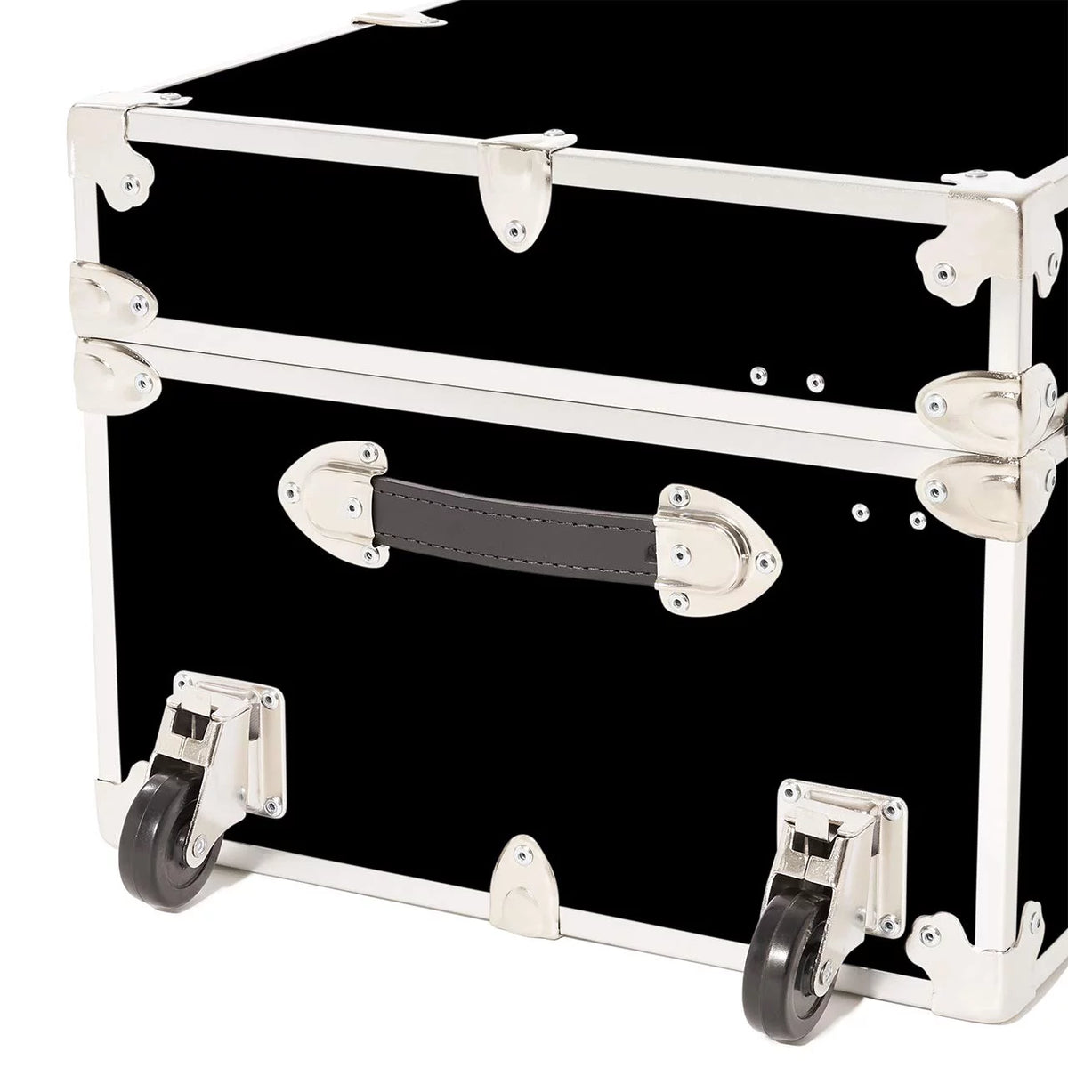 Large Leather Embossed Vinyl Trunk with Removable Wheels 32"x18"x14" (Black) R300152