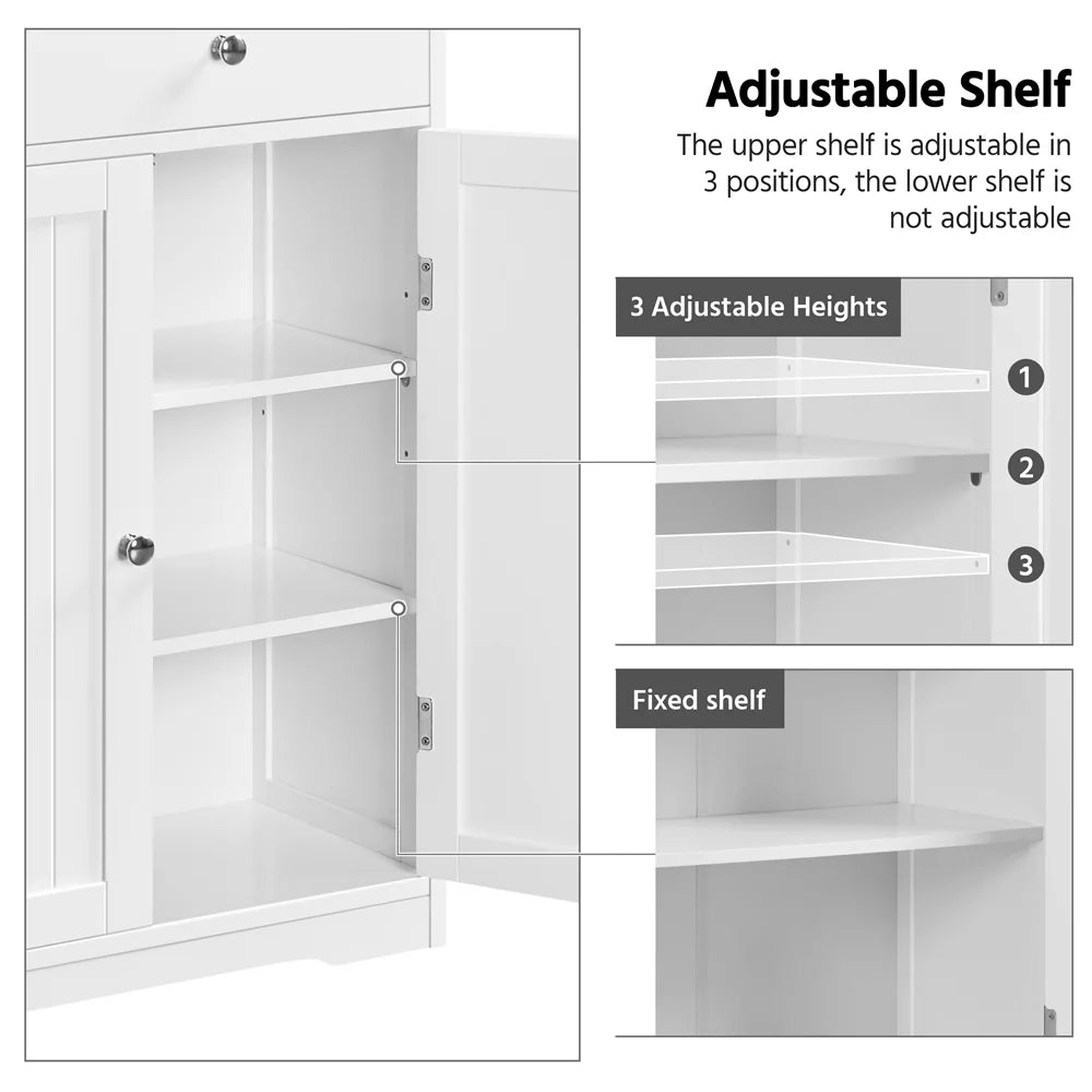 White 4 Drawer Floor Storage Cabinet with Adjustable Shelf G782