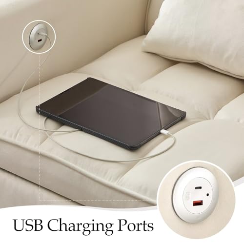 Light Grey Velvet Convertible Sleeper Sofa Couch Bed with USB Z43466