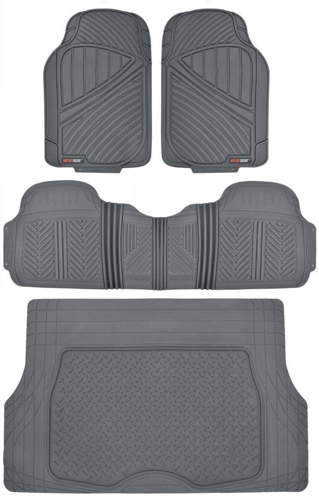 All Weather Rubber Car Floor Mats with Cargo Liner Full Set R12377