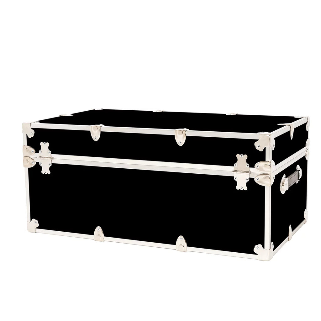 Large Leather Embossed Vinyl Trunk with Removable Wheels 32"x18"x14" (Black) R300152