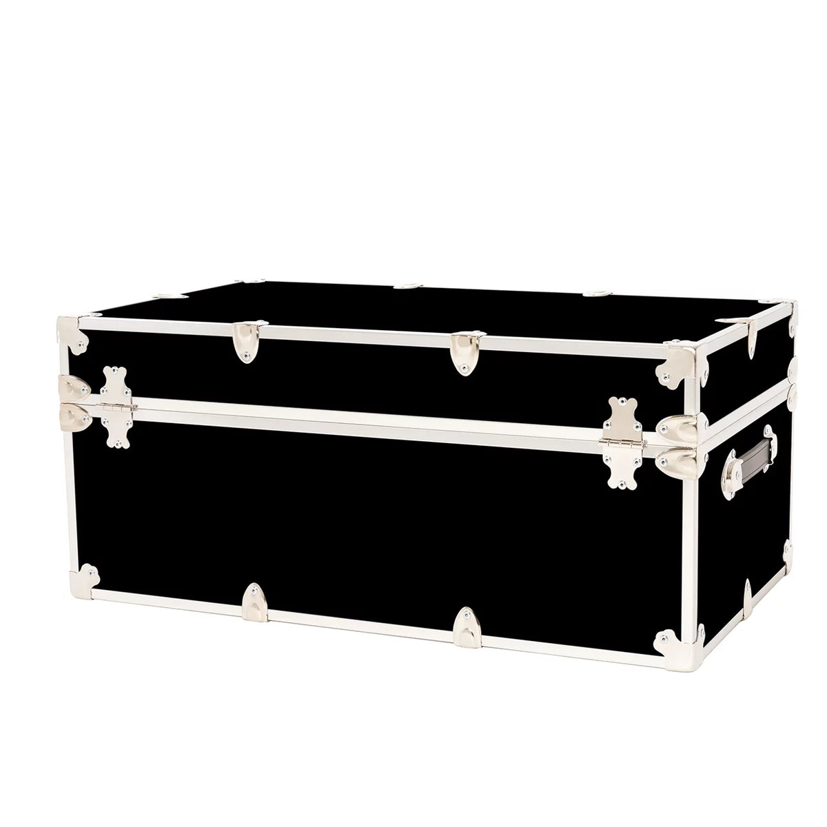 Large Leather Embossed Vinyl Trunk with Removable Wheels 32"x18"x14" (Black) R300152