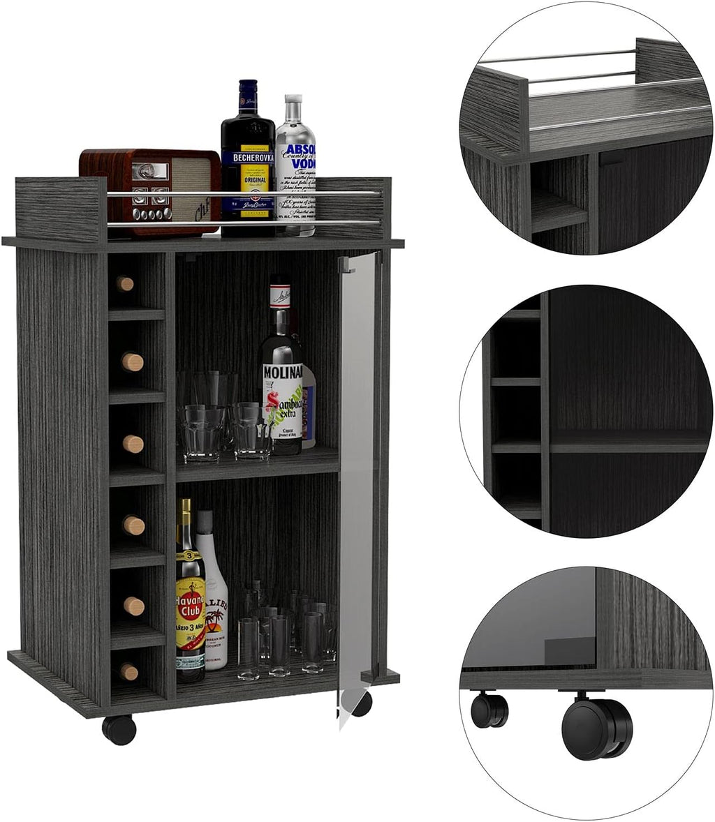 Smoky Oak Bar Cart W25913