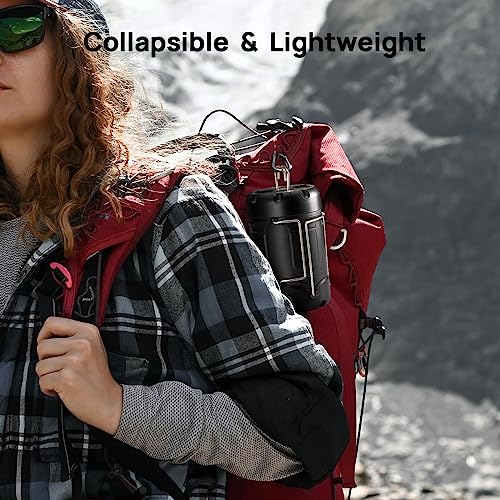 2 Pack Collapsible LED Camping Lantern, USB C Rechargeable Battery Powered Emergency Light with Flashlight and Magnetic Base, Black W877580