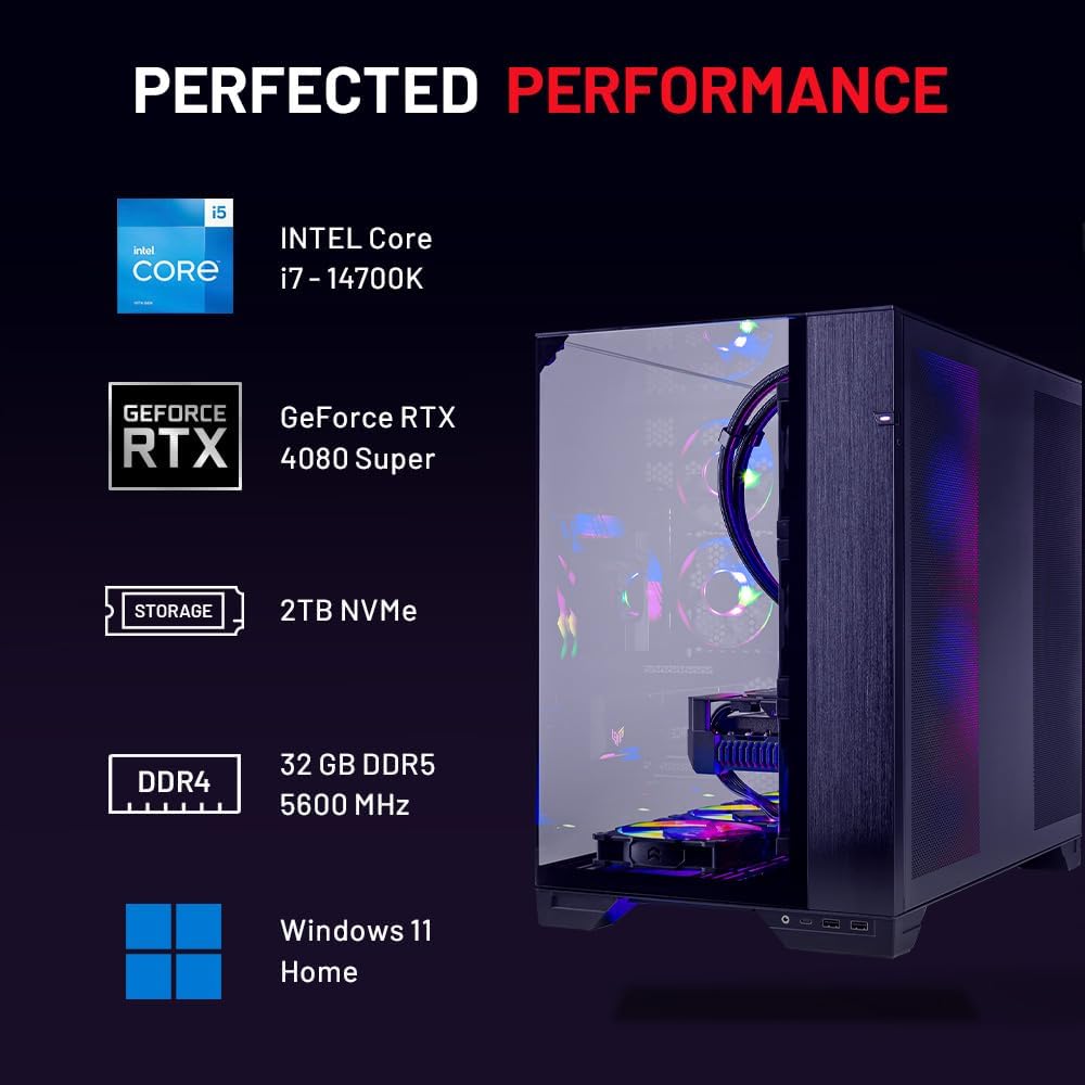 Intel i7 14700K RTX 4080 Super 16GB 2TB SSD 32GB RAM Gaming PC Desktop B654066