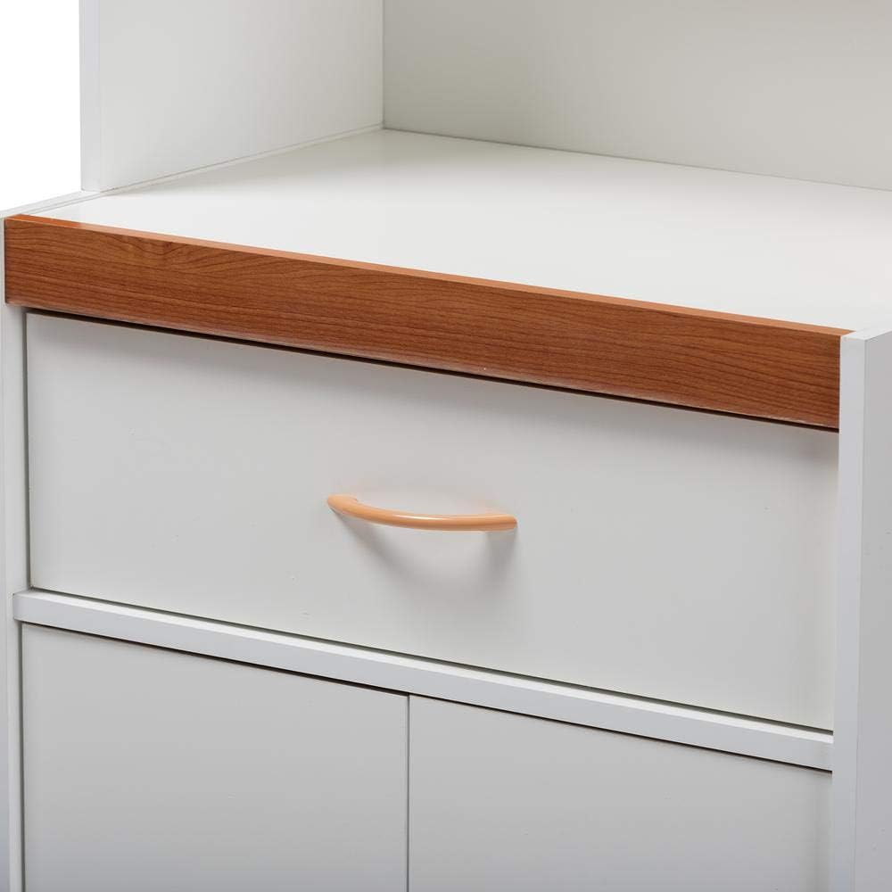 White and Cherry Finished Kitchen Cabinet and Hutch P590