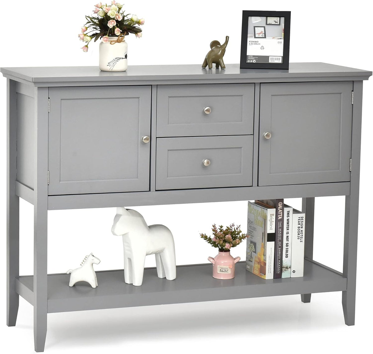 Grey Buffet Cabinet with Storage Y3602