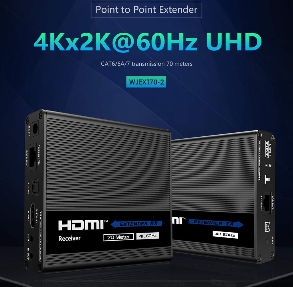 4K@60Hz HDMI Extender Single Cat6/6A/7 230Ft Transmitter and Receiver C989559