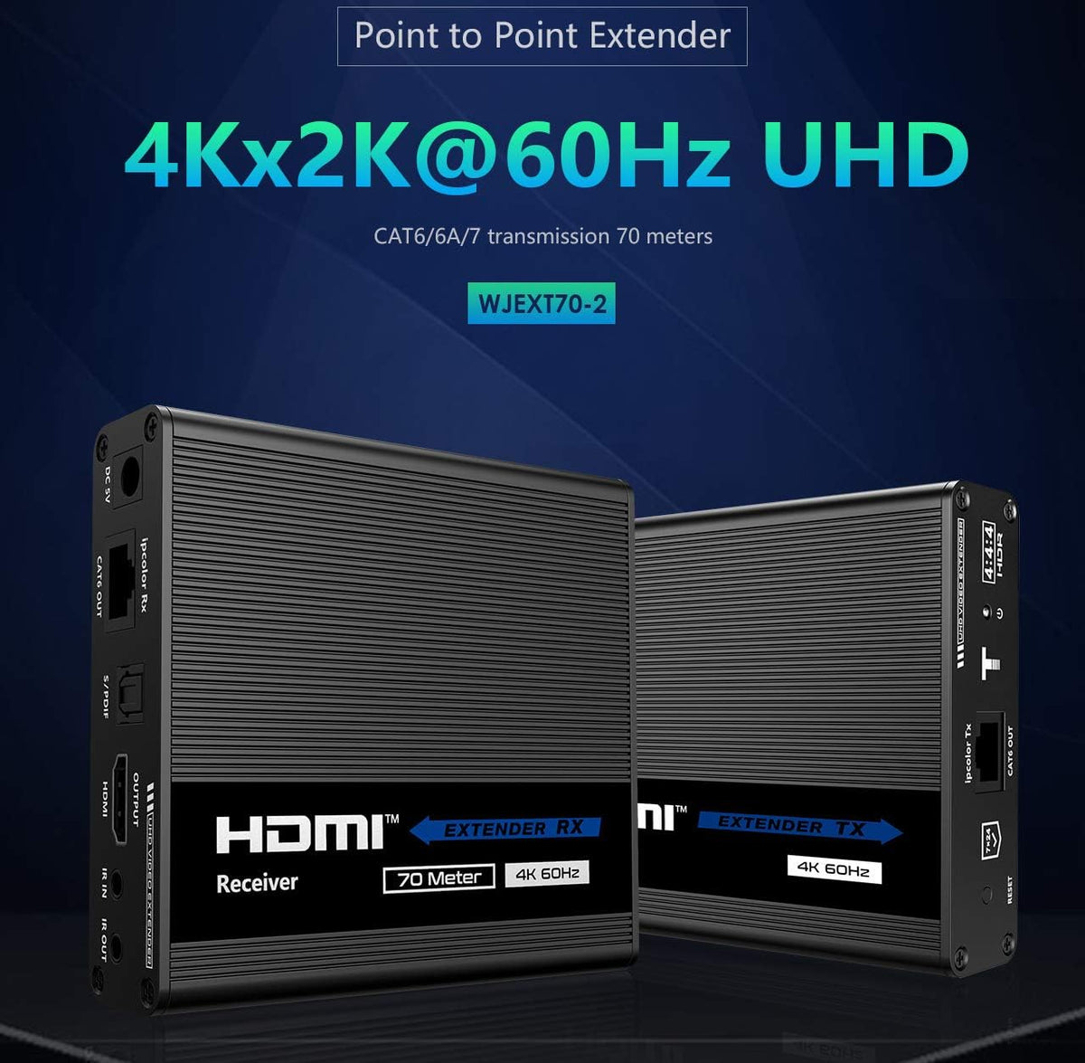 4K@60Hz HDMI Extender Single Cat6/6A/7 230Ft Transmitter and Receiver C989559