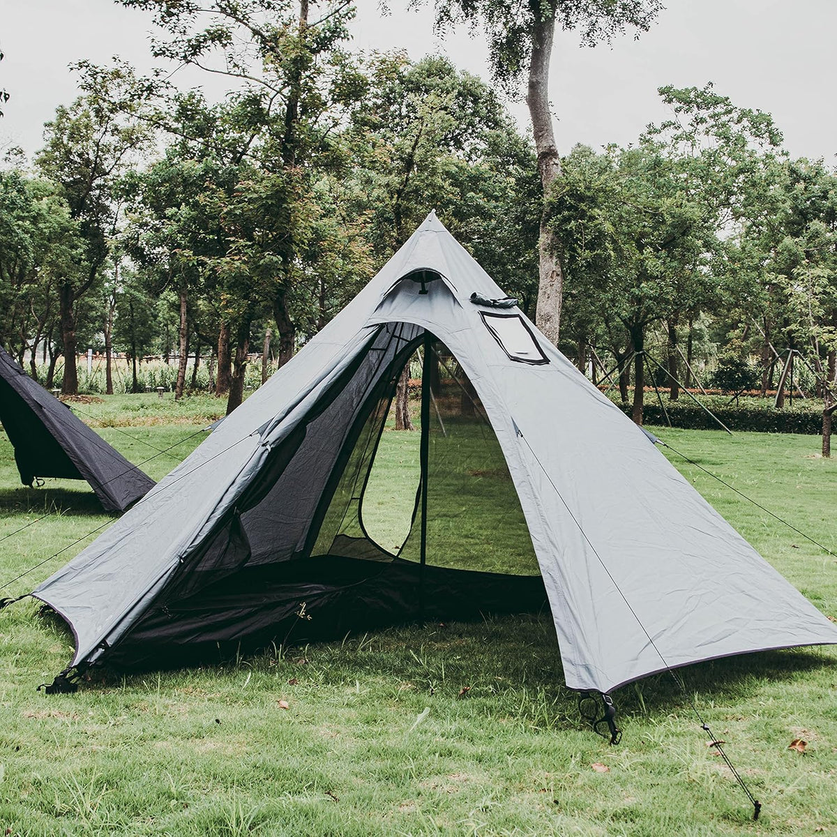 Tipi Tent with Wood Stove Jack, Double Door, Removable Mesh Inner Tent R44545