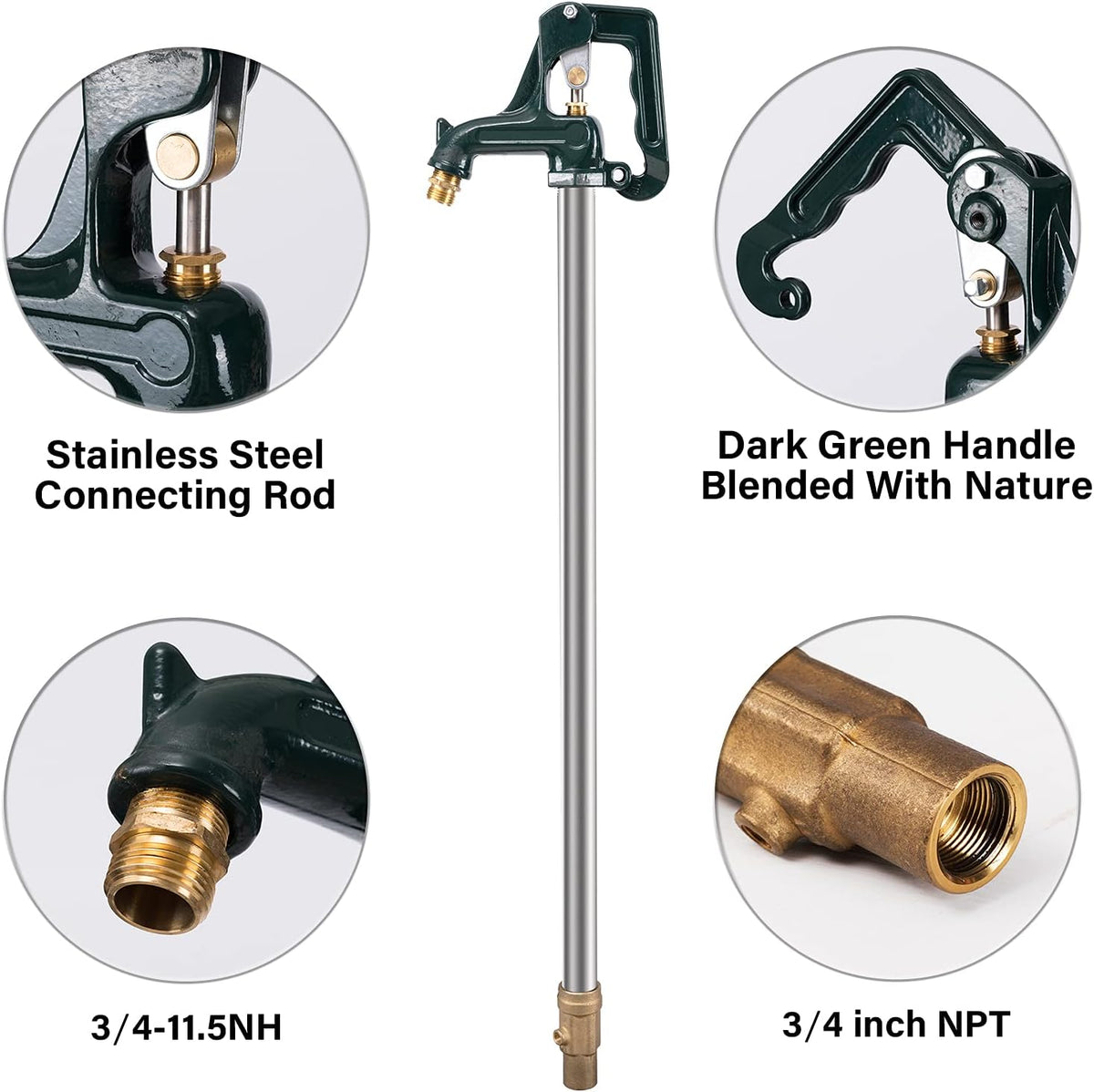 Green Frost-Free Yard Hydrant 3/4" Pipe Connection 39.4" Total Length D1998
