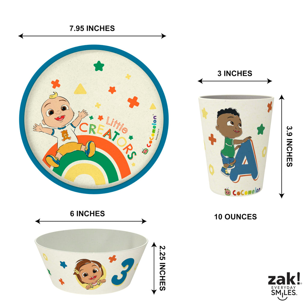 Kids Dinnerware Set 3 Pieces Melamine Bamboo Plate Bowl Tumbler J153