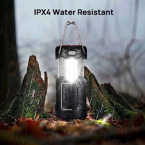 2 Pack Collapsible LED Camping Lantern, USB C Rechargeable Battery Powered Emergency Light with Flashlight and Magnetic Base, Black W877580