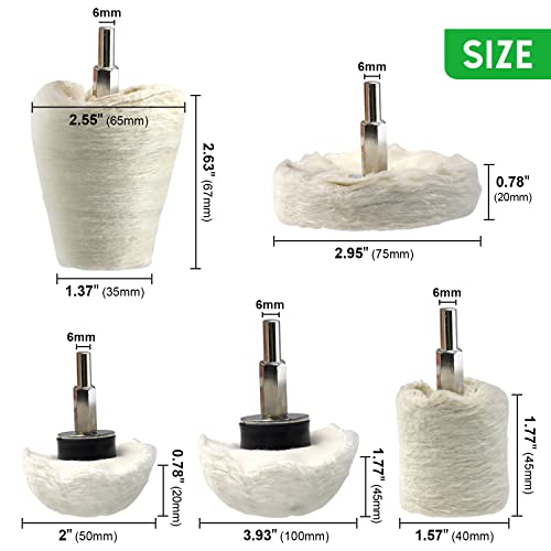 Flannelette Polishing Wheels Mixed Polish Head Kit with 1/4'' Shaft W4967