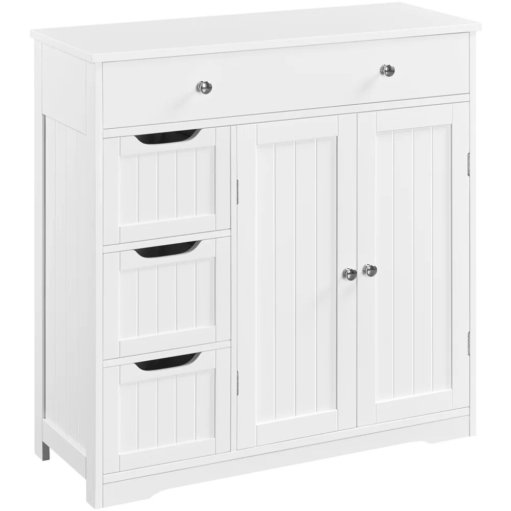 White 4 Drawer Floor Storage Cabinet with Adjustable Shelf G782