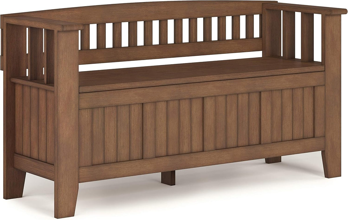 White 48 inch Wide Wood Storage Bench C342416